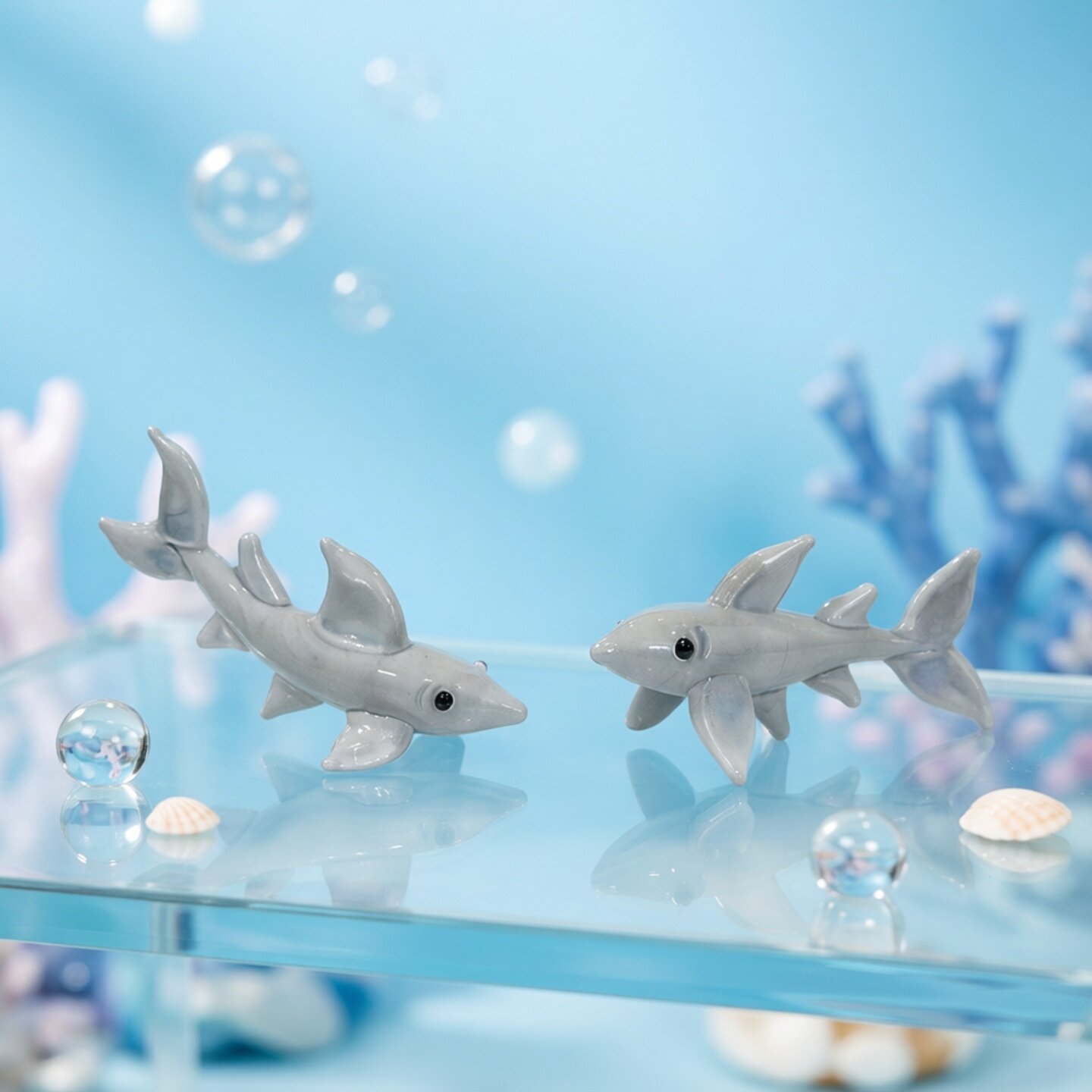 Marine Aquarium Orp - 수제 미니 유리 상어 피규어 귀여운