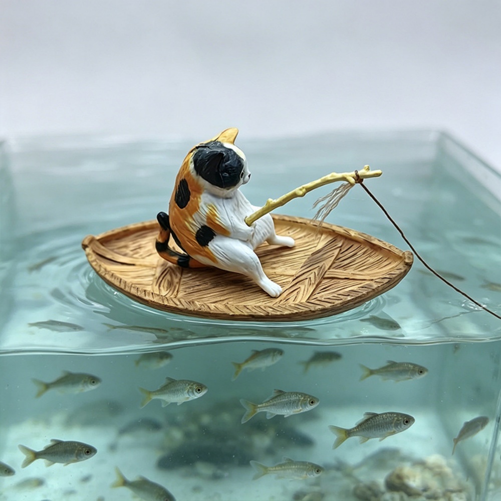 Marine Aquarium Orp - 창의적인 고양이 낚시 보트 수족관 장식품