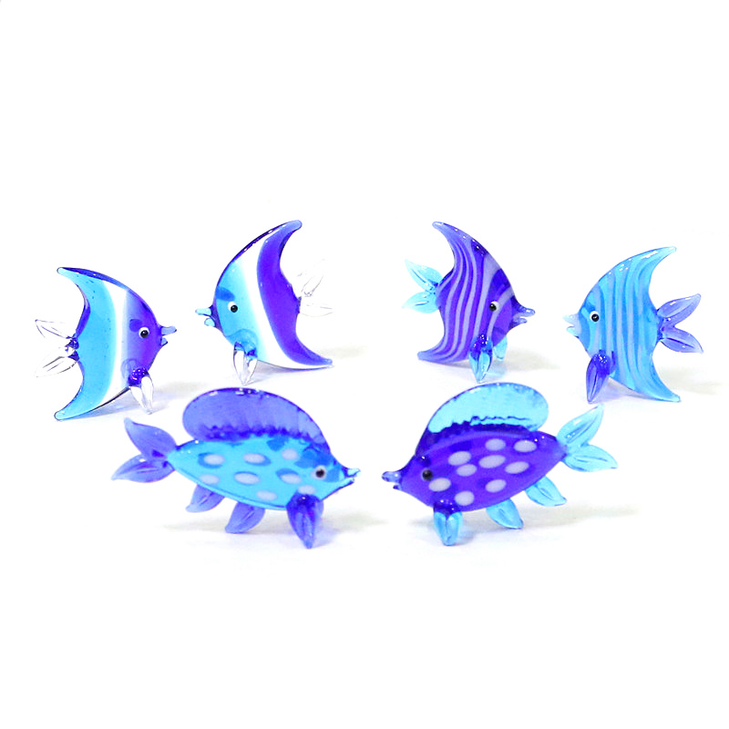 Marine Aquarium Orp - 2Pcs 블루 무라노 유리 바다 물고기