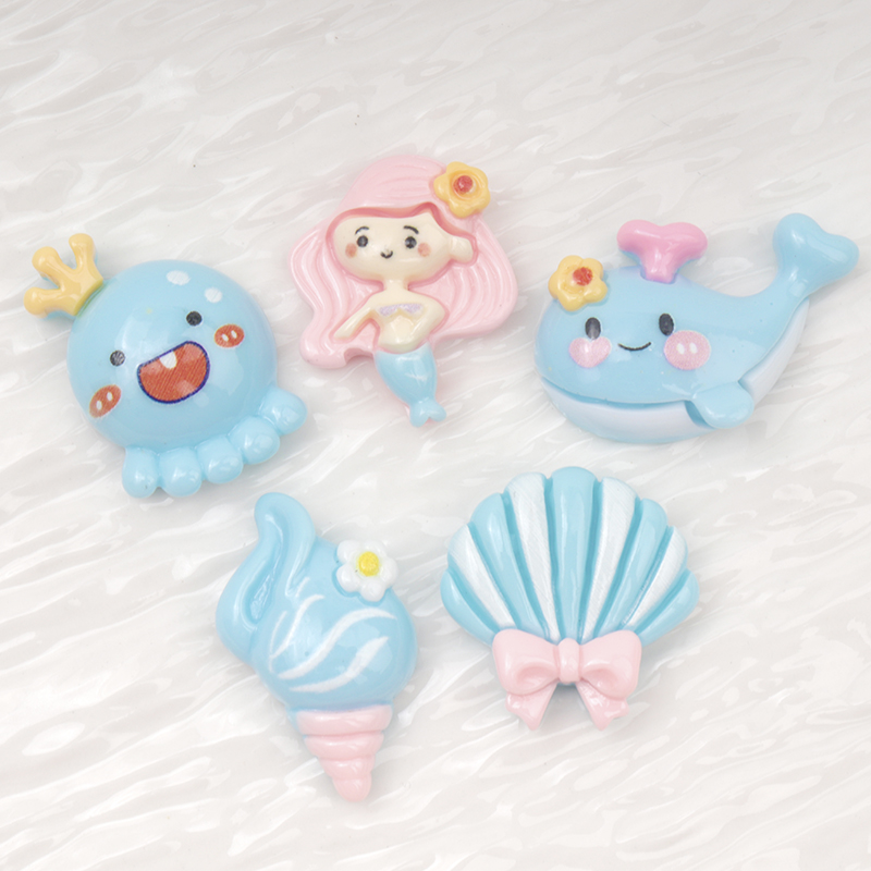 10/100개 귀여운 블루 플랫백 레진 스크랩북킹 DI - Marine Aquarium Decorations 리뷰 및 가격