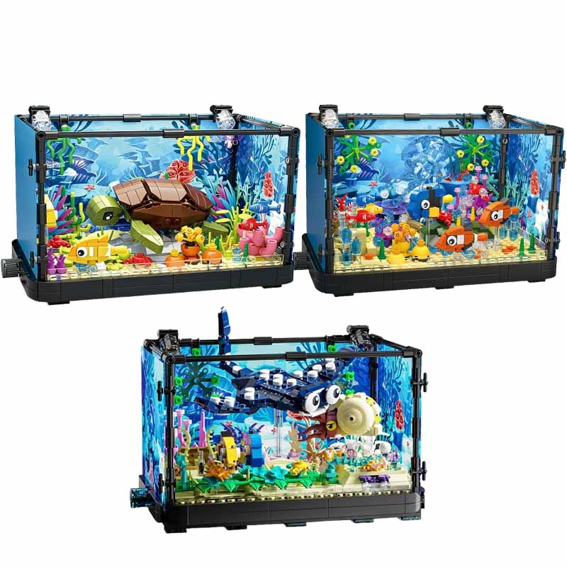 조명이 포함된 어항 빌딩 블록 세트, 수족관, 해양 거 - Marine Aquarium Decorations 리뷰 및 가격